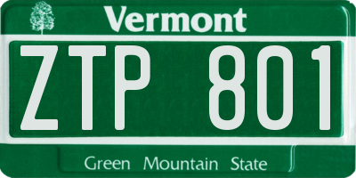 VT license plate ZTP801