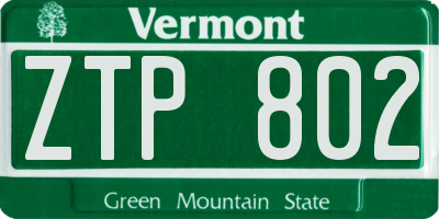 VT license plate ZTP802
