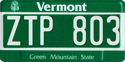 VT license plate ZTP803