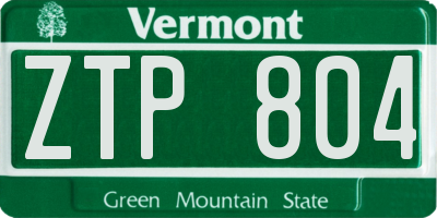VT license plate ZTP804