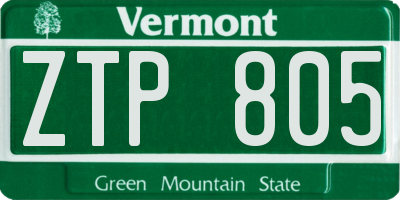 VT license plate ZTP805