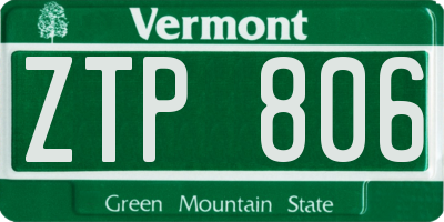 VT license plate ZTP806