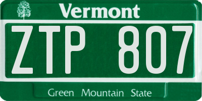VT license plate ZTP807
