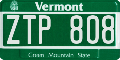 VT license plate ZTP808