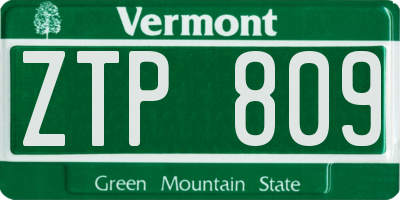 VT license plate ZTP809