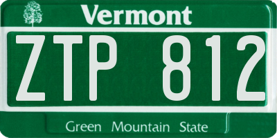 VT license plate ZTP812