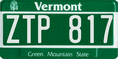 VT license plate ZTP817