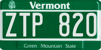 VT license plate ZTP820