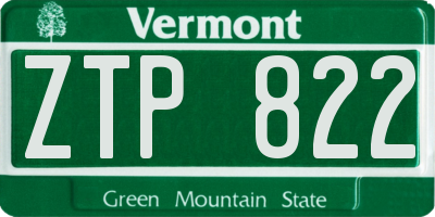 VT license plate ZTP822