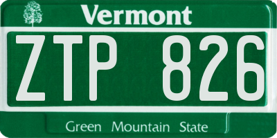 VT license plate ZTP826