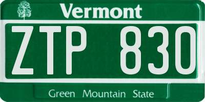 VT license plate ZTP830