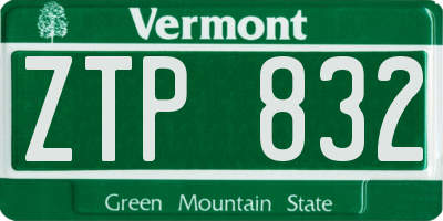 VT license plate ZTP832