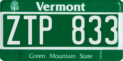 VT license plate ZTP833