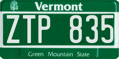 VT license plate ZTP835