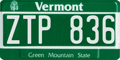 VT license plate ZTP836