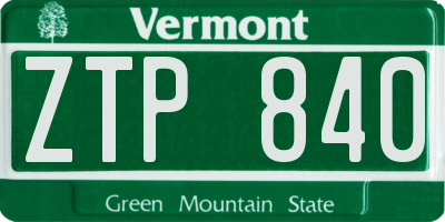 VT license plate ZTP840