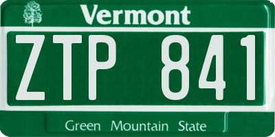VT license plate ZTP841