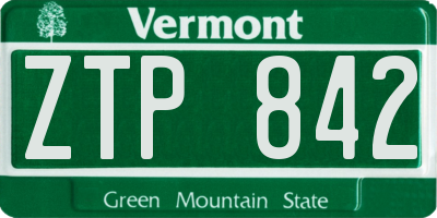 VT license plate ZTP842