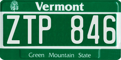 VT license plate ZTP846