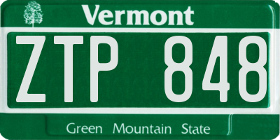 VT license plate ZTP848