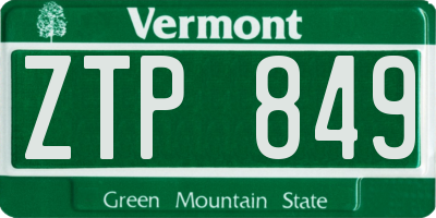 VT license plate ZTP849