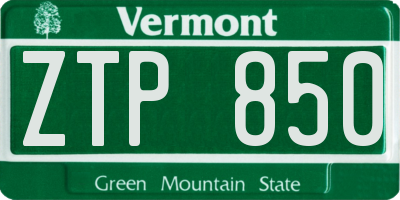 VT license plate ZTP850