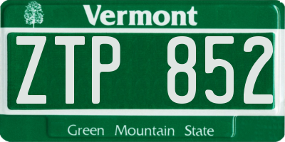 VT license plate ZTP852