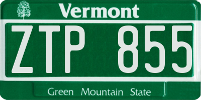 VT license plate ZTP855