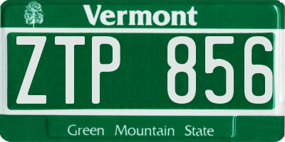 VT license plate ZTP856