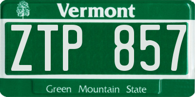 VT license plate ZTP857