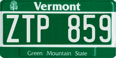 VT license plate ZTP859