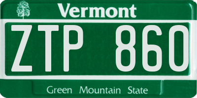 VT license plate ZTP860