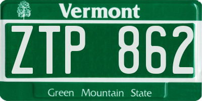 VT license plate ZTP862