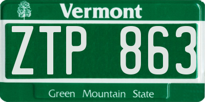 VT license plate ZTP863