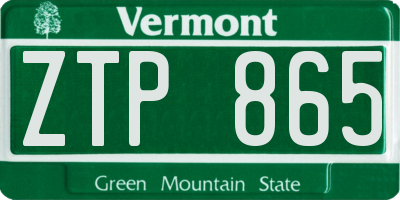 VT license plate ZTP865