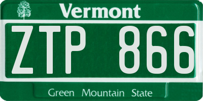 VT license plate ZTP866