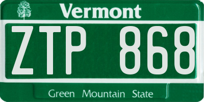 VT license plate ZTP868