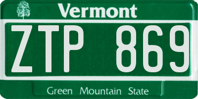 VT license plate ZTP869