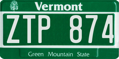 VT license plate ZTP874