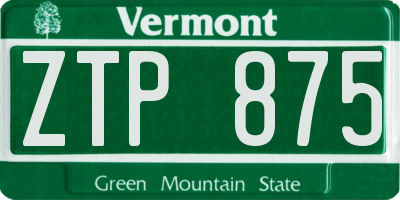 VT license plate ZTP875