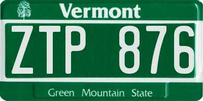 VT license plate ZTP876