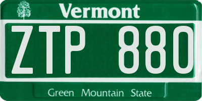 VT license plate ZTP880