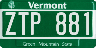 VT license plate ZTP881