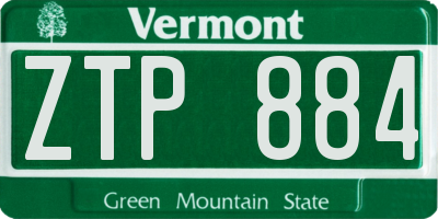 VT license plate ZTP884