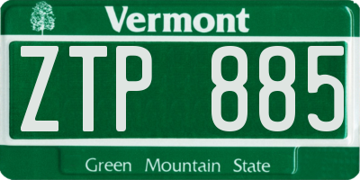 VT license plate ZTP885