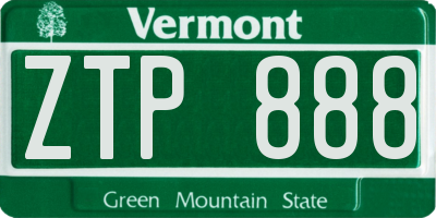 VT license plate ZTP888
