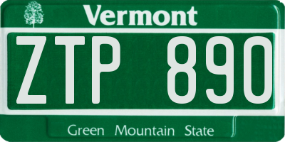 VT license plate ZTP890