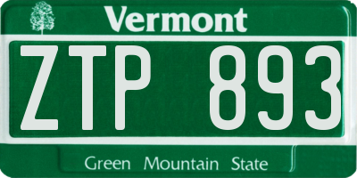 VT license plate ZTP893
