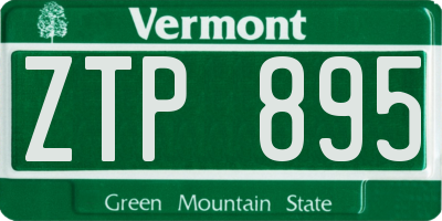 VT license plate ZTP895
