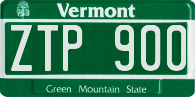 VT license plate ZTP900